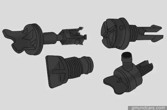 Different style of radiator drain plugs