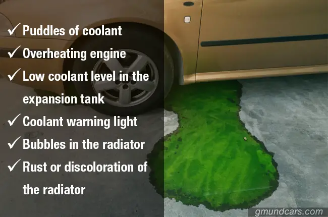 symptoms of a coolant leak
