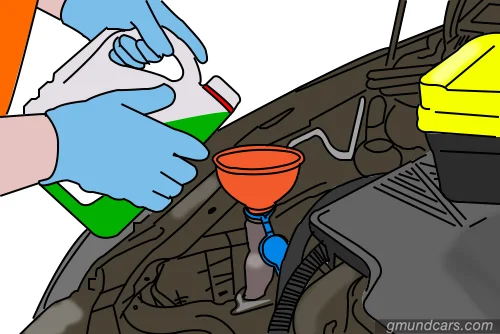 Add new coolant to car radiator