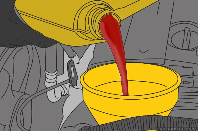 Use a funnel to add new transmission fluid to avoid spilling