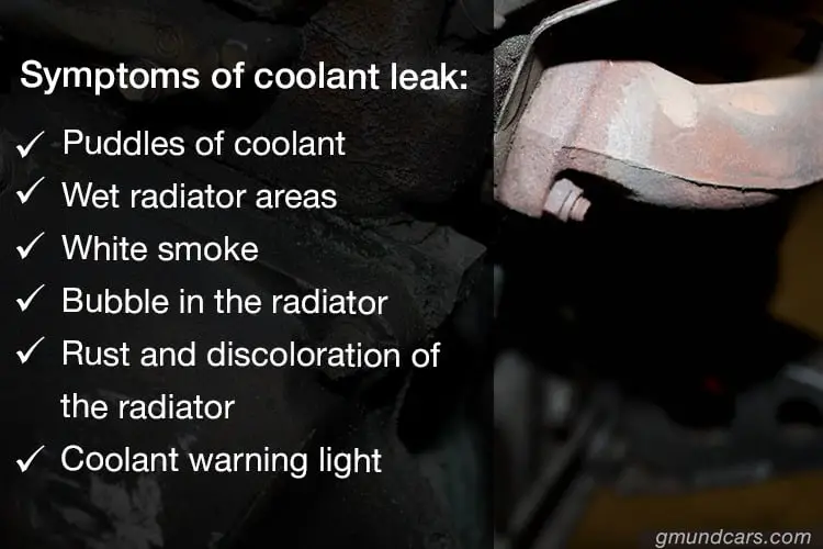 Symptoms of coolant leak