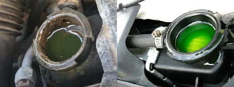 A radiator before and after flushing