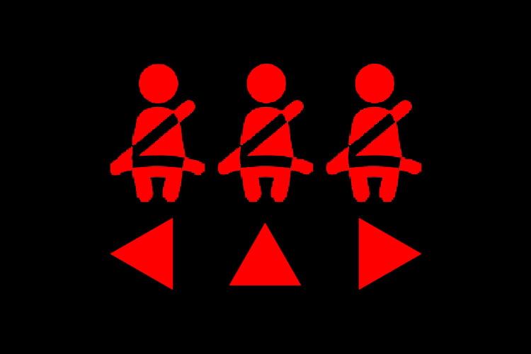 Second row or rear safety belt indicator