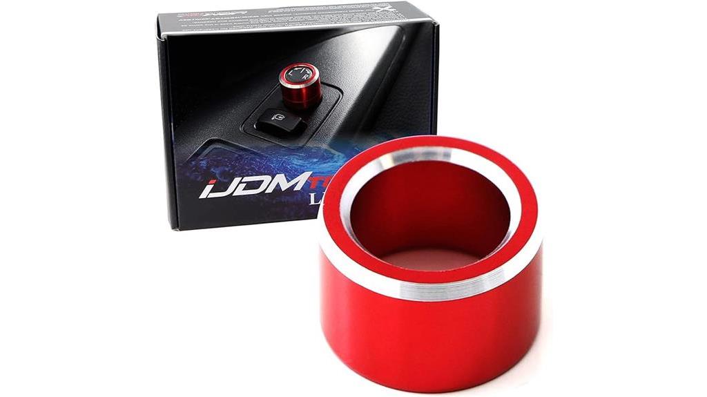 red aluminum mirror button cover